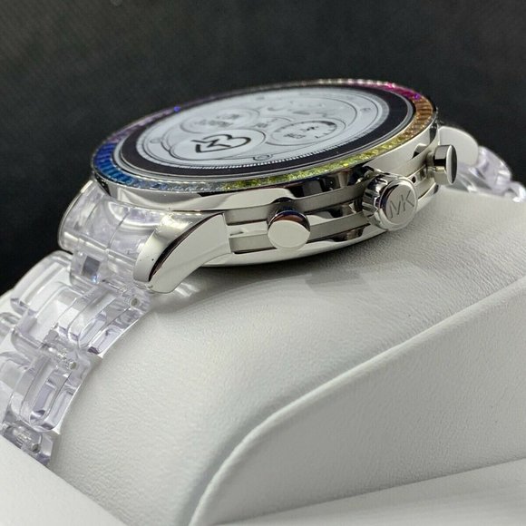 runway heart rate acetate and rainbow pavé smartwatch